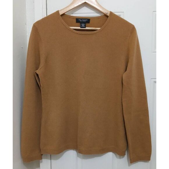 Iris singer womens large 100% cashmere sweater camel brown - Picture 2 of 5